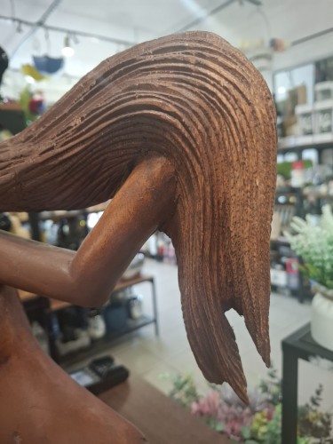 FIGURKA RZEŹBA SYRENY CIEMNE DREWNO 38x53cm