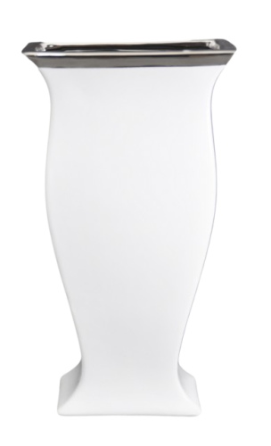 WAZON PUCHAR CERAMICZNY BIAŁO-SREBRNY 39CM