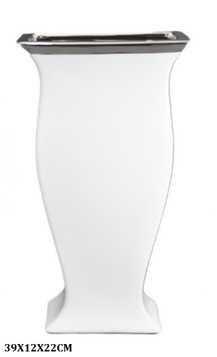 WAZON PUCHAR CERAMICZNY BIAŁO-SREBRNY 39CM