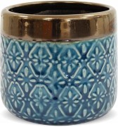 Osłonka Ceramiczna Turkus Złoto postarzana 10x11CM