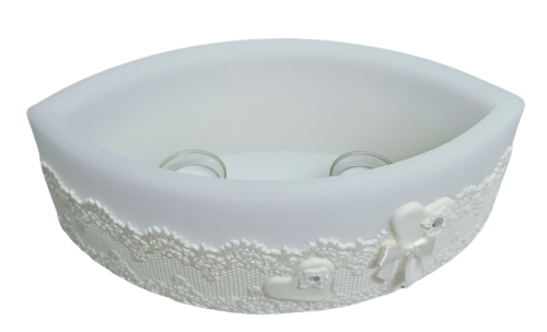 ŚWIECA LAMPION ŁEZKA 110/135/290 SERCE W KORONCE BIAŁY