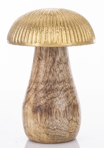 FIGURKA GRZYB GRZYBEK DREWNO METAL 10,5CM
