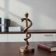 FIGURKA Laska Eskulapa Prezent Dla Lekarza Medyka - 30 cm Żywica