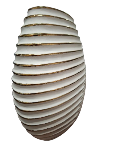 WAZON CERAMICZNY BIAŁO-ZŁOTY 25X25X7CM