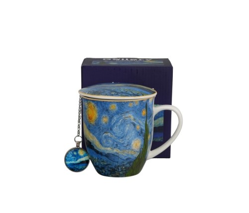 Kubek 400ml Z Metal Zaparzaczem Z Zawieszką Van Gogh porcelana