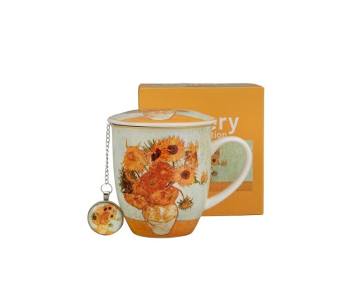Kubek 400ml Z Metal Zaparzaczem Z Zawieszką Słoneczniki Van Gogh porcelana