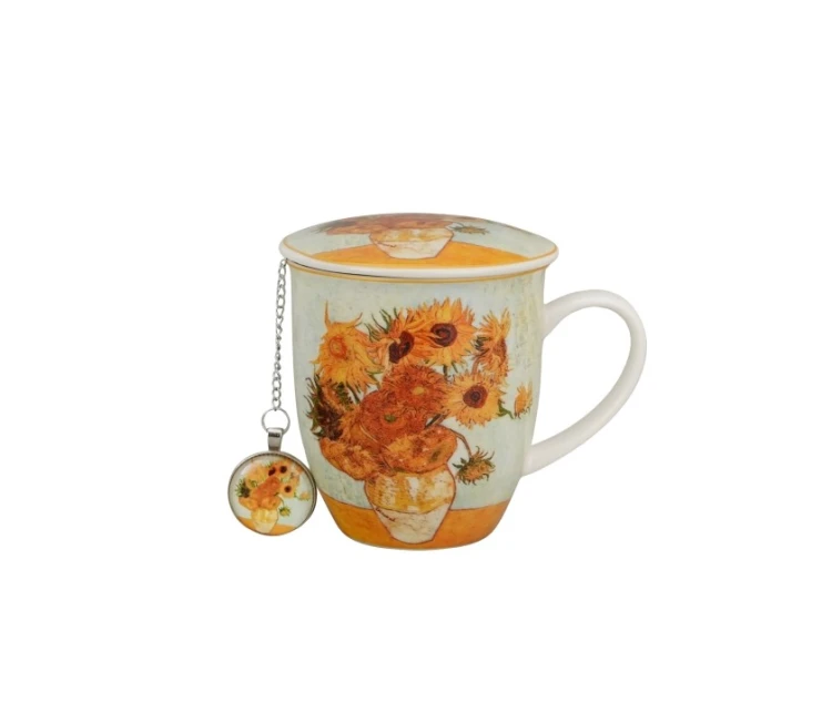 Kubek 400ml Z Metal Zaparzaczem Z Zawieszką Słoneczniki Van Gogh porcelana