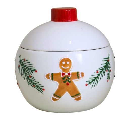 POJEMNIK CERAMICZNY BOMBKA RĘCZNIE MALOWANY PIERNICZEK 16x16x16cm