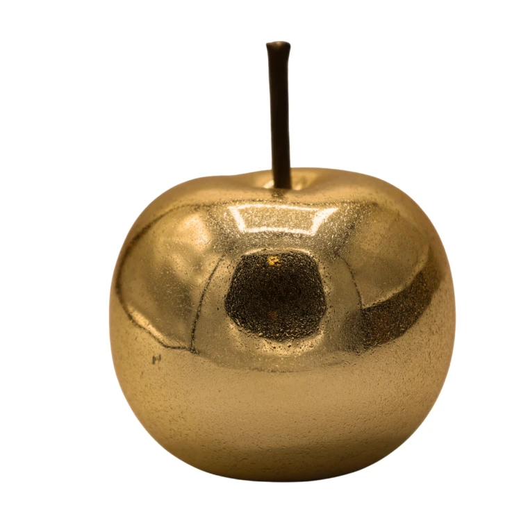 JABŁKO CERAMICZNE złote figurka ozdobna Sugar Gold małe loft