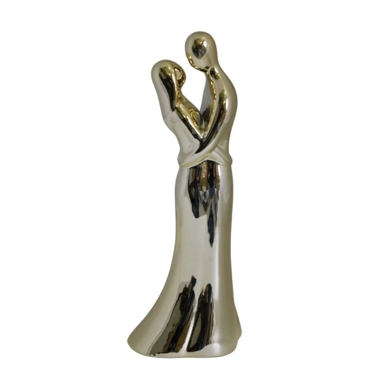 FIGURKA CERAMICZNA PARA ZAKOCHANYCH złota 9X12X33CM