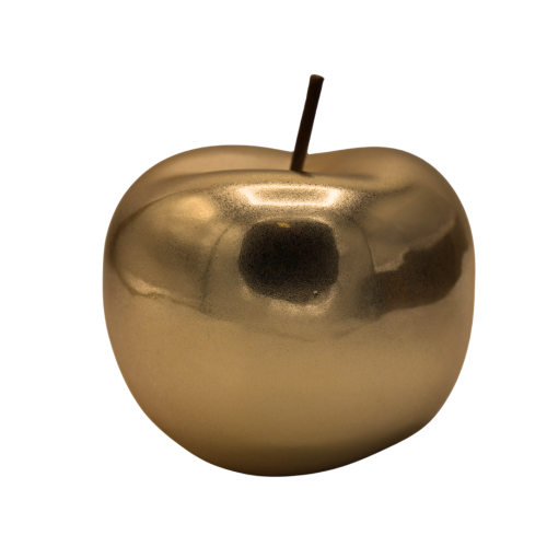 JABŁKO CERAMICZNE złote figurka ozdobna Sugar Gold średnie loft