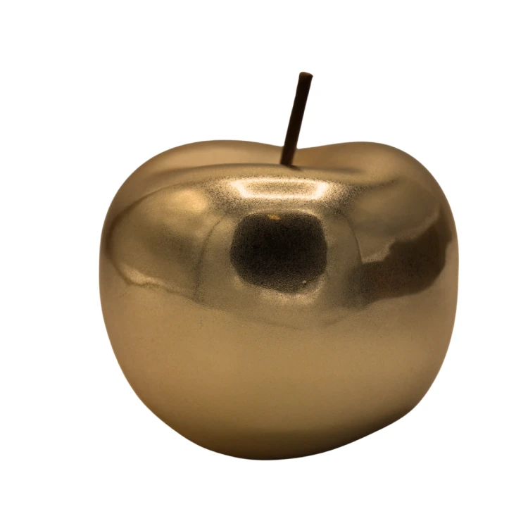 JABŁKO CERAMICZNE złote figurka ozdobna Sugar Gold średnie loft