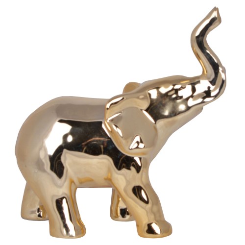 FIGURKA CERAMICZNA SŁOŃ ZŁOTY DUŻY 16,5x8,5x19 cm