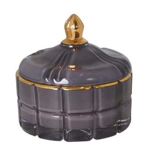 PUZDERKO SZKLANE SZARO-ZŁOTE 10X10X11CM