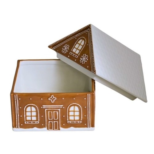 POJEMNIK CERAMICZNY DOMEK RĘCZNIE MALOWANY DUŻY 21,5x21x20,5