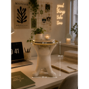 FIGURKA KOT Z TACĄ biały mat złota taca na klucze biżuterię loft 20x20x24 cm