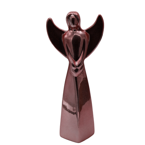 figurka ceramiczna anioł różowy metaliczny sugar pink 30cm