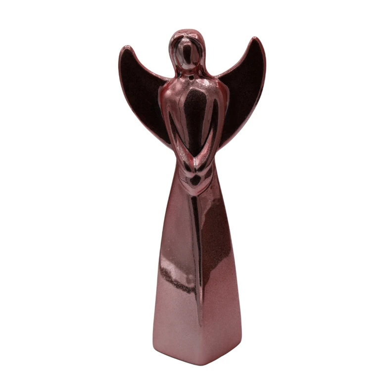 figurka ceramiczna anioł różowy metaliczny sugar pink 30cm