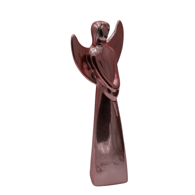 figurka ceramiczna anioł różowy metaliczny sugar pink 30cm