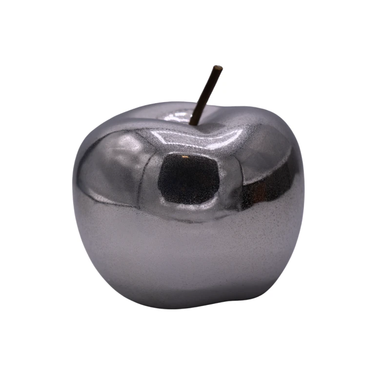 JABŁKO CERAMICZNE figurka ozdobna Sugar Silver średnie loft