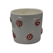 Osłonka doniczka świąteczna ceramiczna BIAŁA CUKIERKI na kwiaty Duża