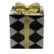 PUZDERKO CERAMICZNE PREZENT POJEMNIK BIAŁO-CZARNY 15,5X15,5X19,3CM