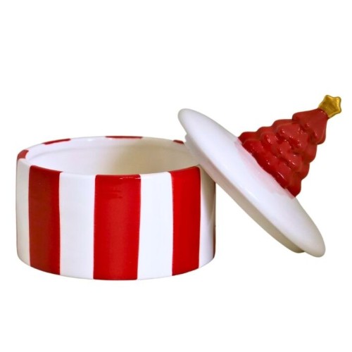POJEMNIK CERAMICZNY na ciasteczka choinka pasy Candy Cane