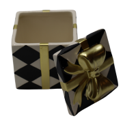 PUZDERKO CERAMICZNE PREZENT POJEMNIK BIAŁO-CZARNY 10x10x12,9 cm