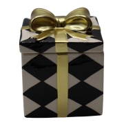 PUZDERKO CERAMICZNE PREZENT POJEMNIK BIAŁO-CZARNY 10x10x12,9 cm