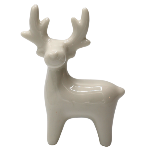 figurka renifer mini biały ceramiczny
