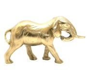 FIGURKA SŁOŃ Z TRĄBĄ DO DOŁU metal złoty20X35,5X13,5CM