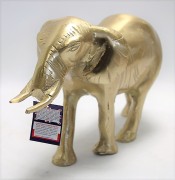 FIGURKA SŁOŃ Z TRĄBĄ DO DOŁU metal złoty20X35,5X13,5CM