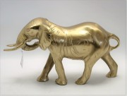 metalowa FIGURKA SŁOŃ Z TRĄBĄ DO DOŁU złoty 20X35,5X13,5CM